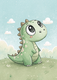 Mischievous little green dinosaur